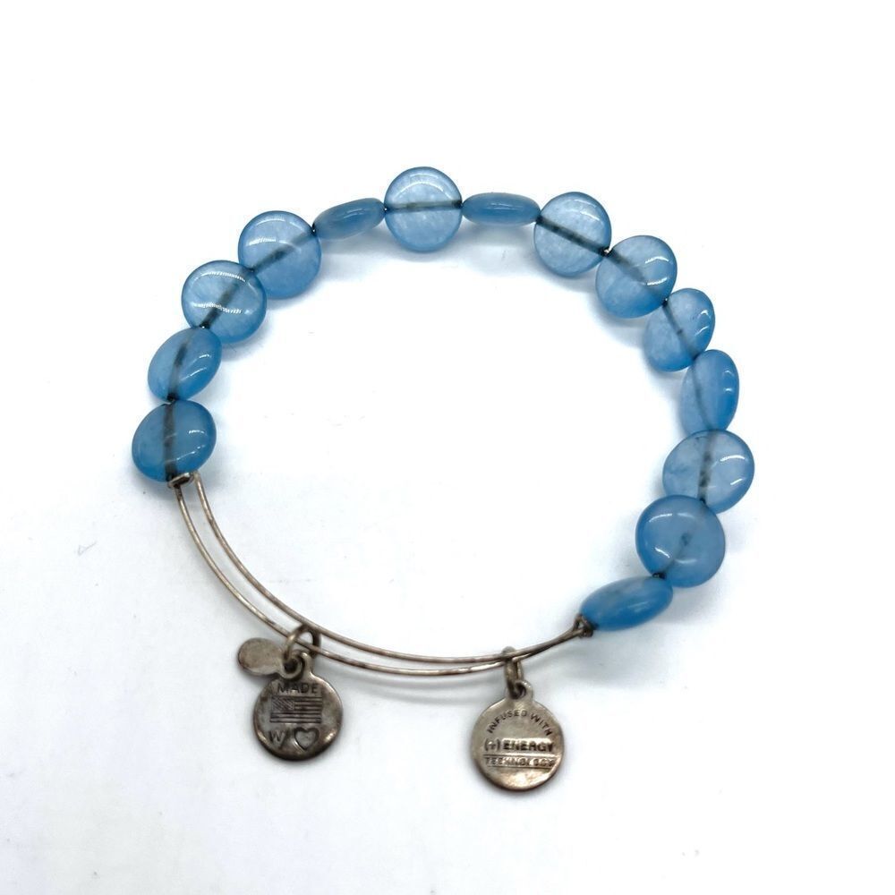 Alex and Ani Amethyst Luxe Bead Silver Bangle